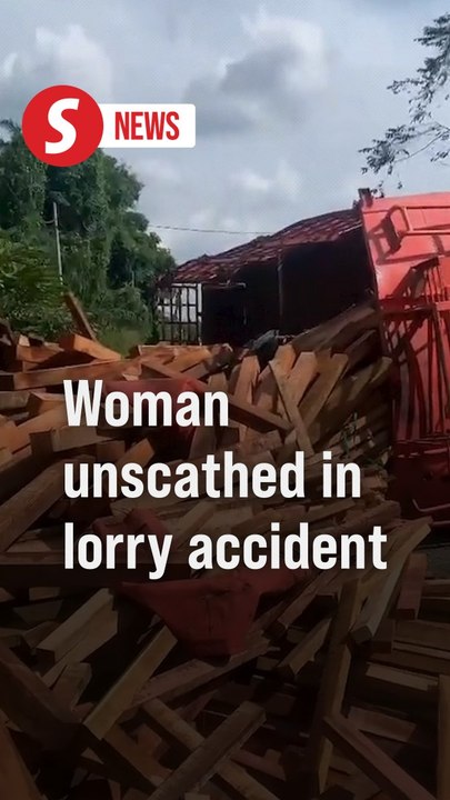 Just like the film, car hit by wood planks