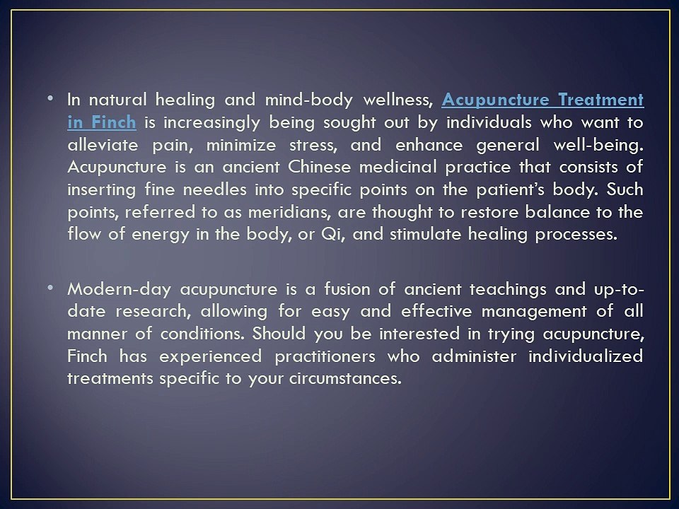 A Beginner’s Guide to Acupuncture Treatment in Finch