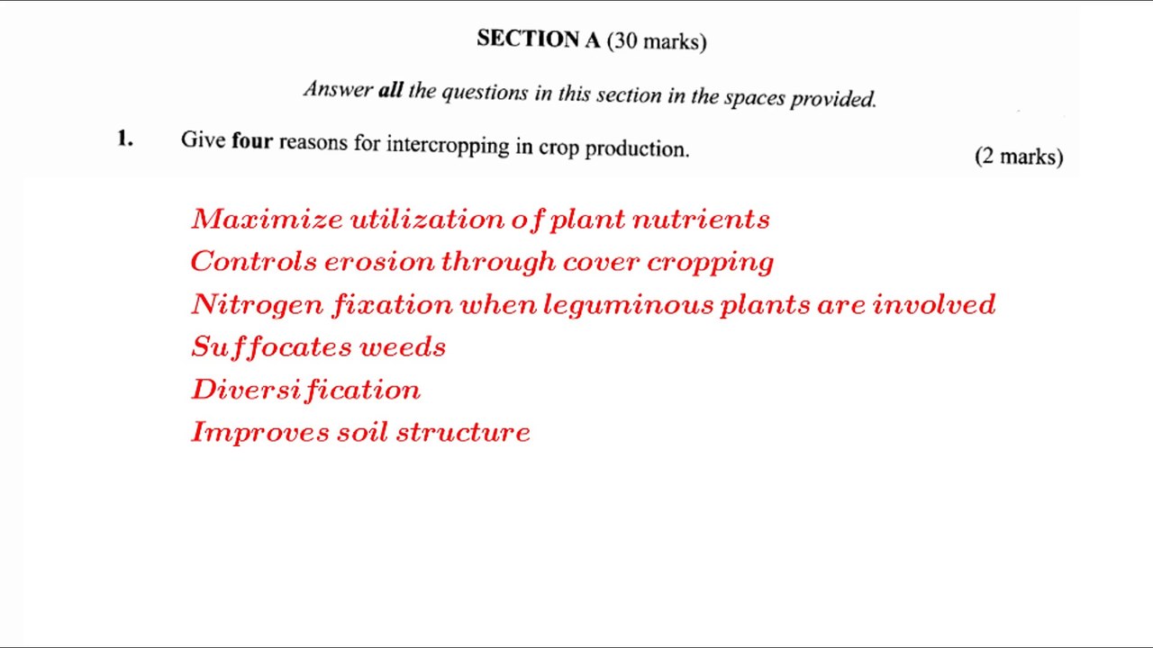 KCSE 2017 questions and answers #Agriculture paper 1 #livestock #farming #production #agribusiness