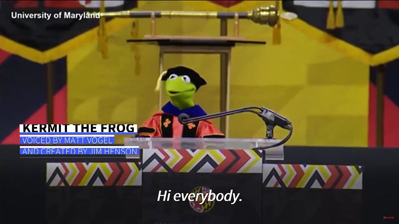 Kermit the Frog offers wisdom and warmth at the University of Maryland graduation