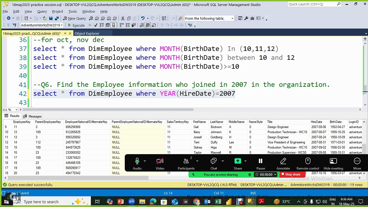 10 SQL Practice Session 18 May 2025