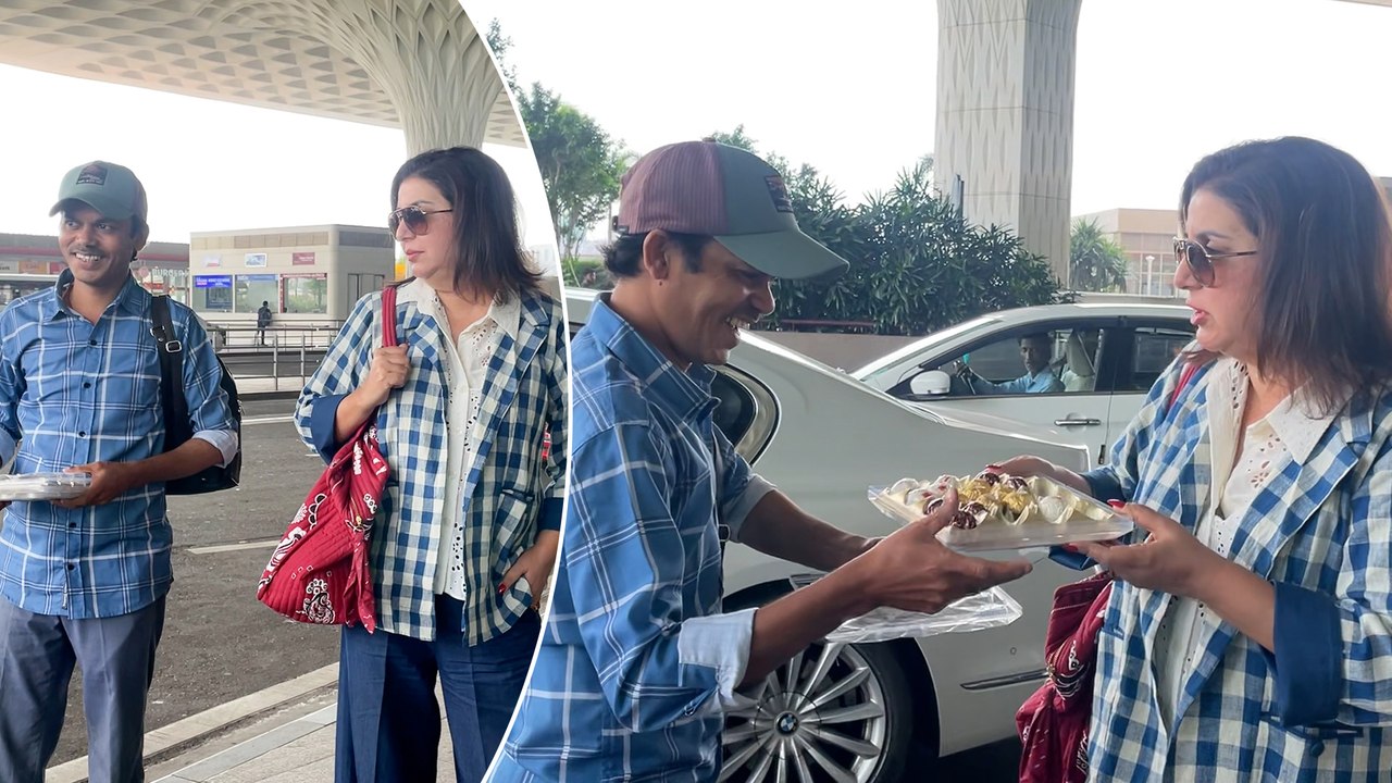 Farah Khan & Her Megastar Chef Dilip Distribute Chocolates Amongst The Media-Men | Mumbai Airport