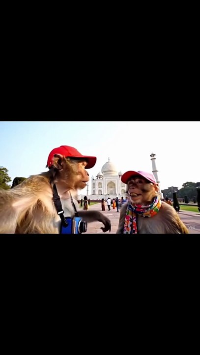 A monkey doing vlog in the people