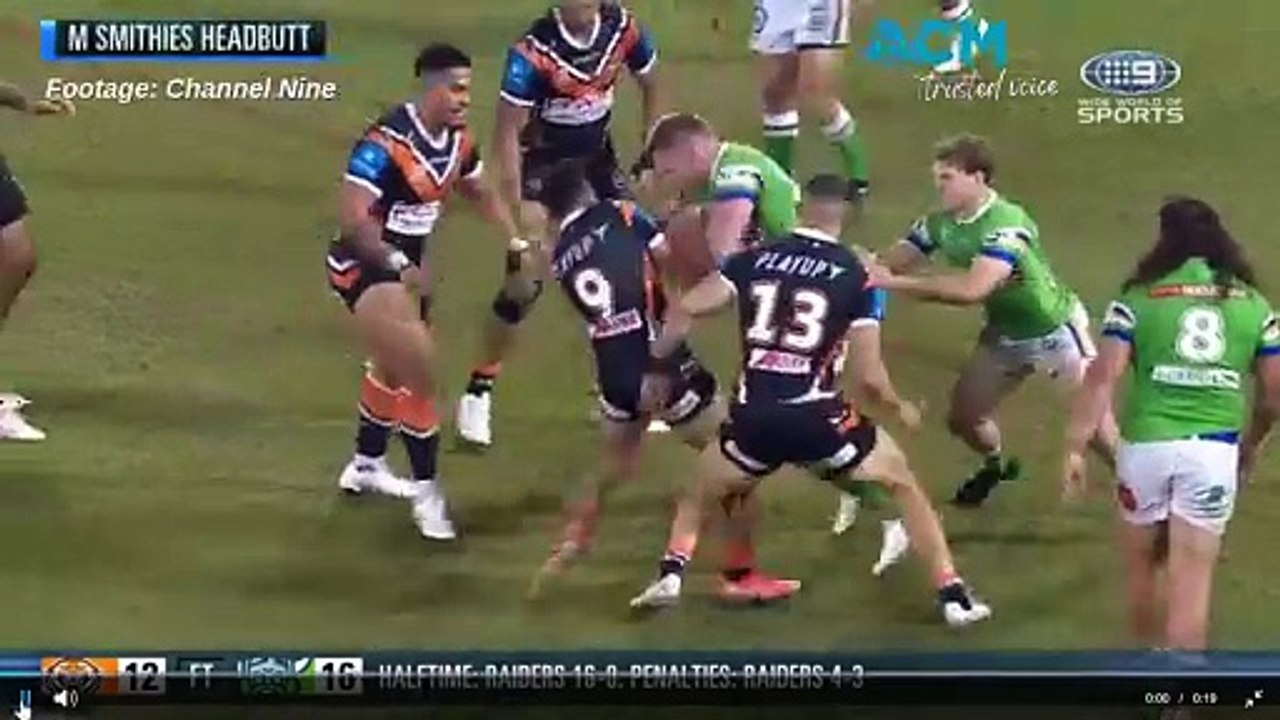 Morgan Smithies headbutt. Footage Channel Nine