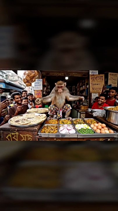 A monkey doing vlog in the dukhan