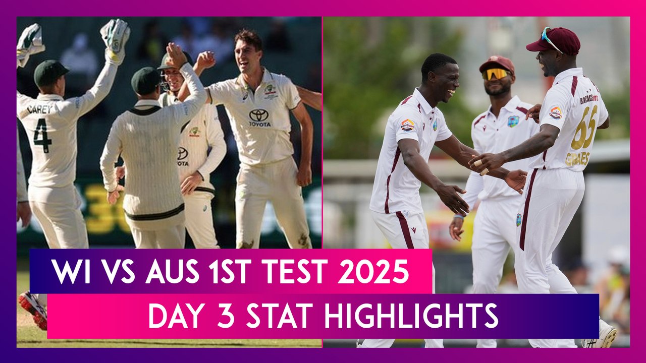 WI vs AUS 1st Test 2025 Day 3 Stat Highlights: Australia Secure Comprehensive Victory