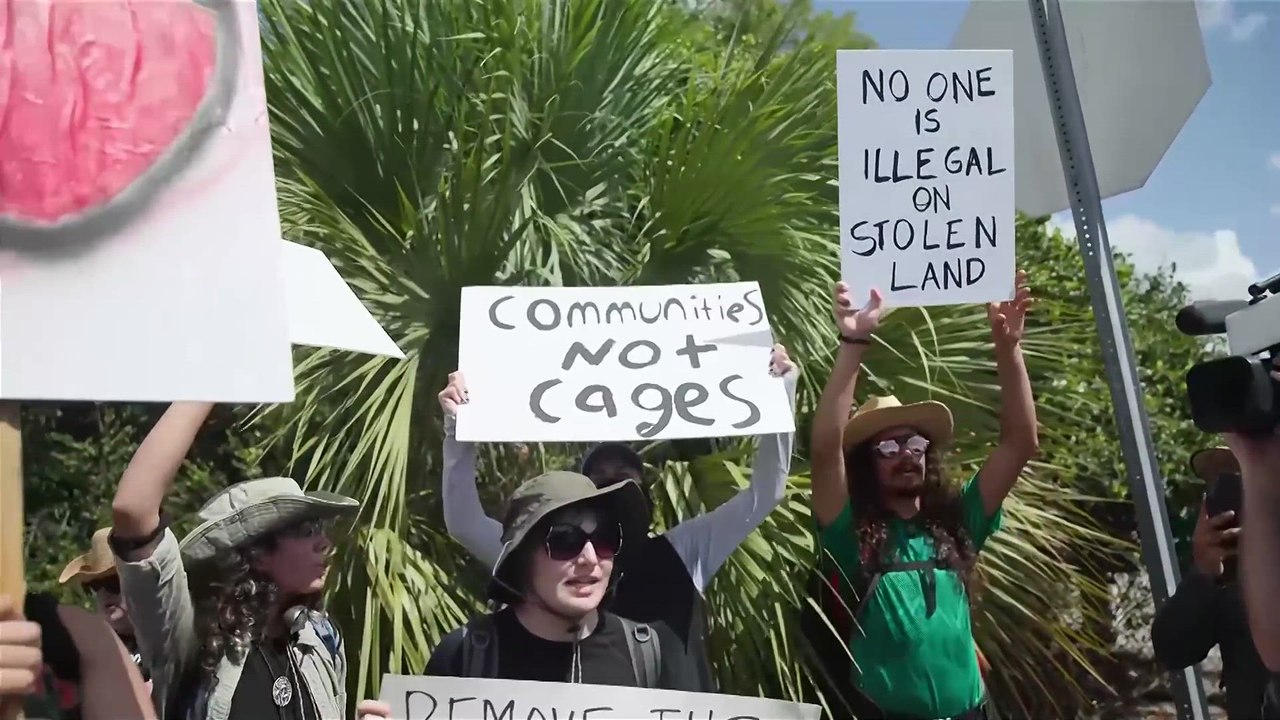 Outrage on Display: Protesters Slam Trump’s Alligator Alcatraz Visit