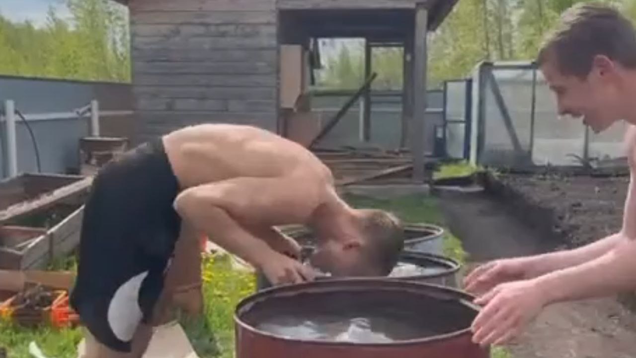 Young man's water barrel experiment doesn't go as smoothly as he thought it would