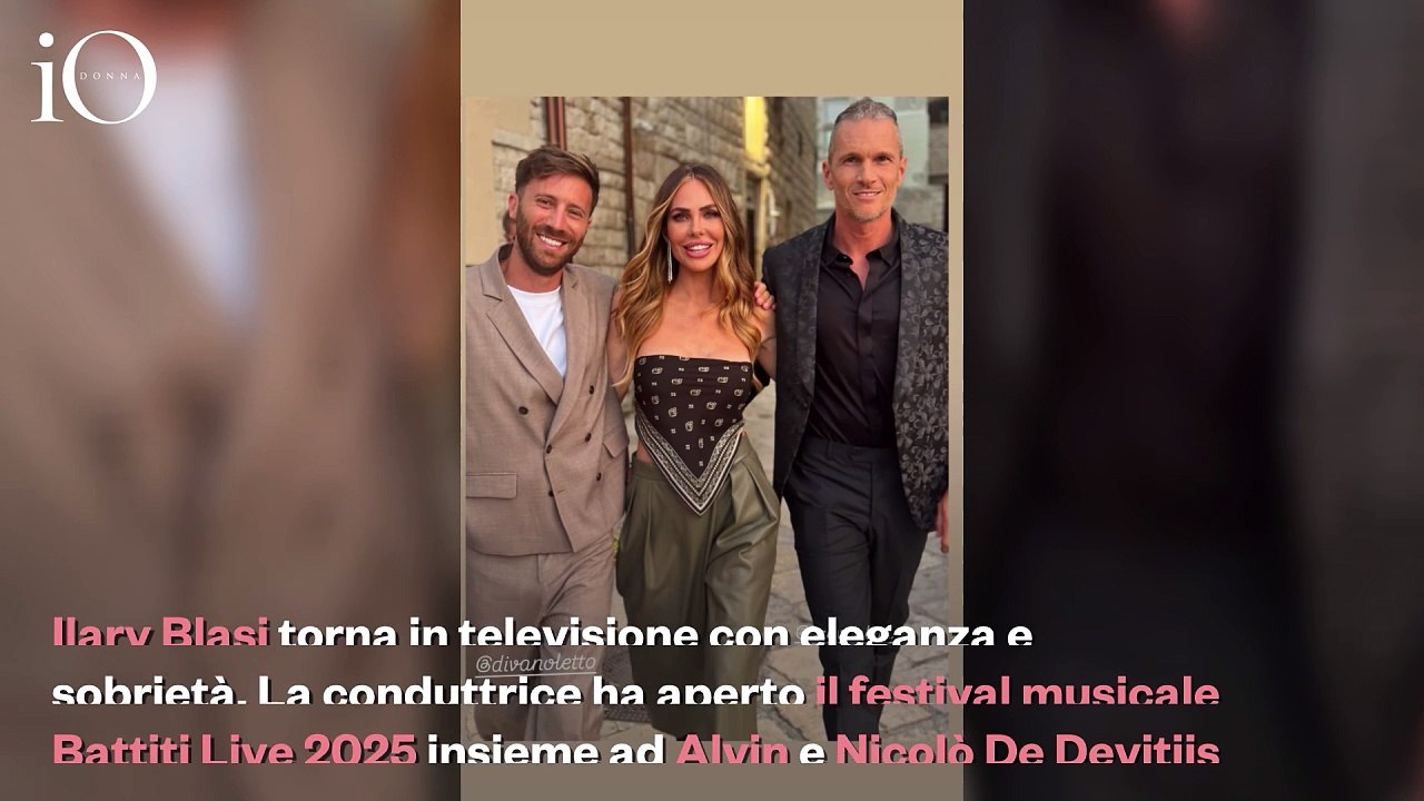 Ilary Blasi debutta a Cornetto Battiti Live con un look mocha mousse