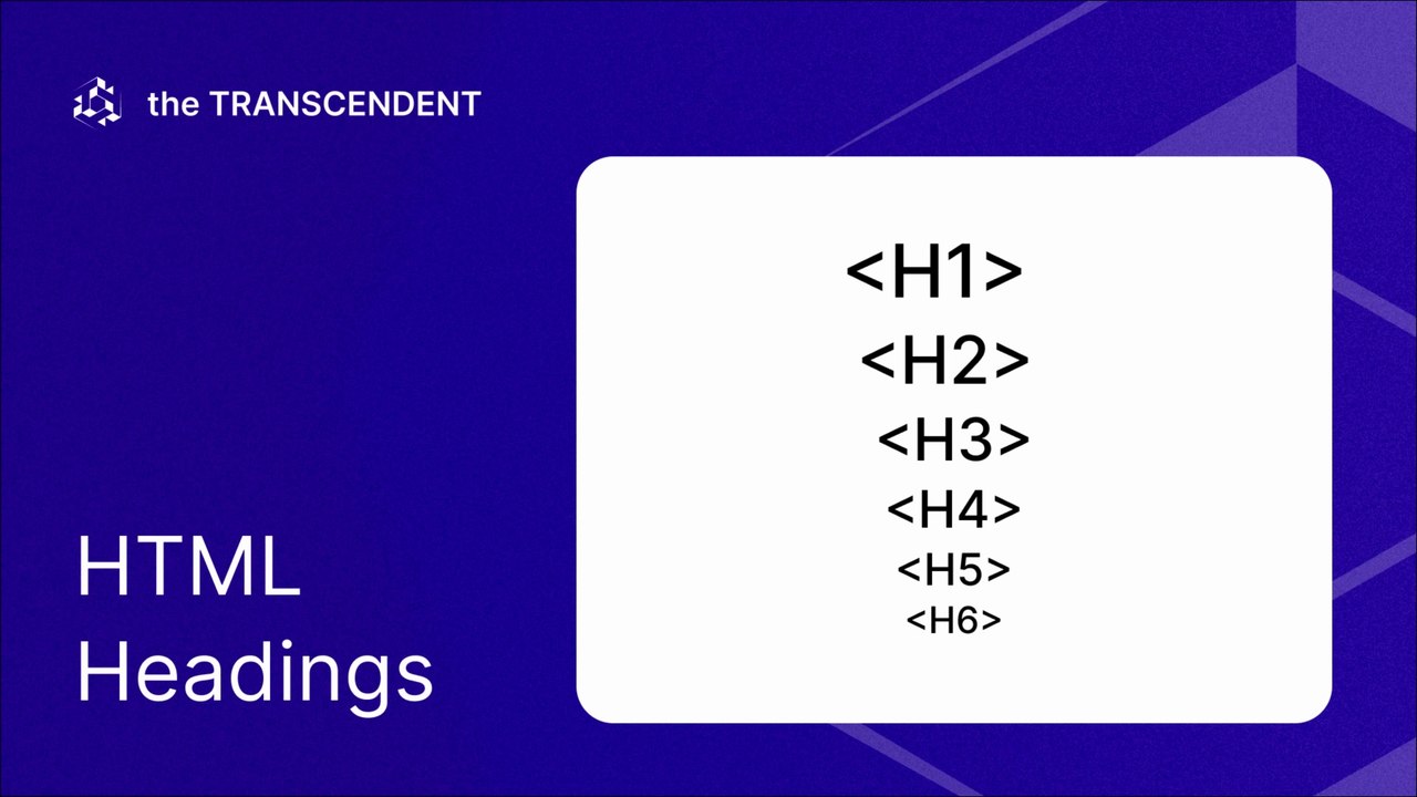 HTML Headings  H1, H2, H3, H4, H5, H6, Tags for Better-English | #theTRANSCENDENT #tTʇ