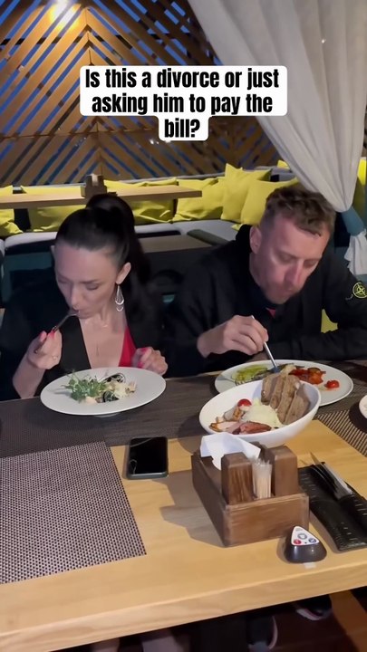 Is this a divorce or just asking him to pay the bill. #funny #couple