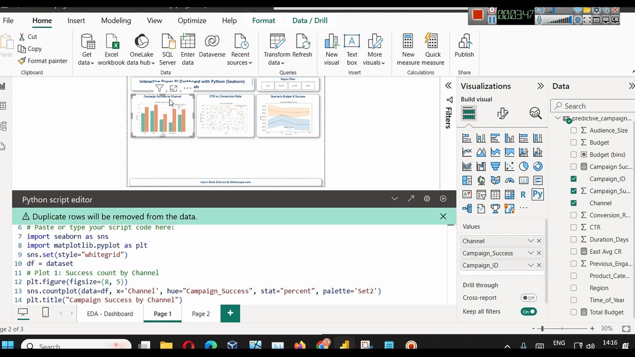 Interactive Power BI Dashboard with Python Seaborn - Visuals & Filters
