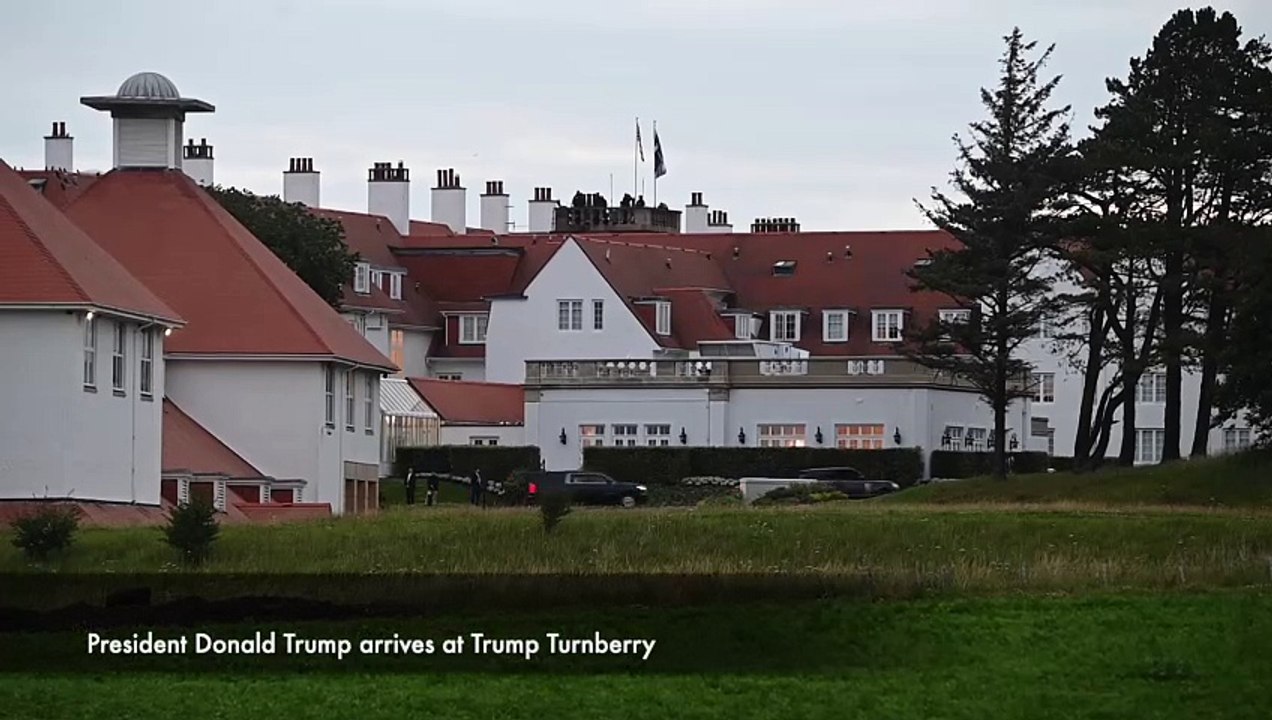 President Donald Trump arrives at Trump Turnberry