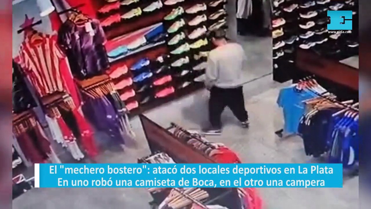 El "mechero bostero": atacó dos locales deportivos en La Plata. En uno robó una camiseta de Boca, en el otro una campera