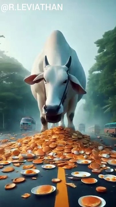 A big cow eats grandmother all foods #ai #grandmother #aianimation