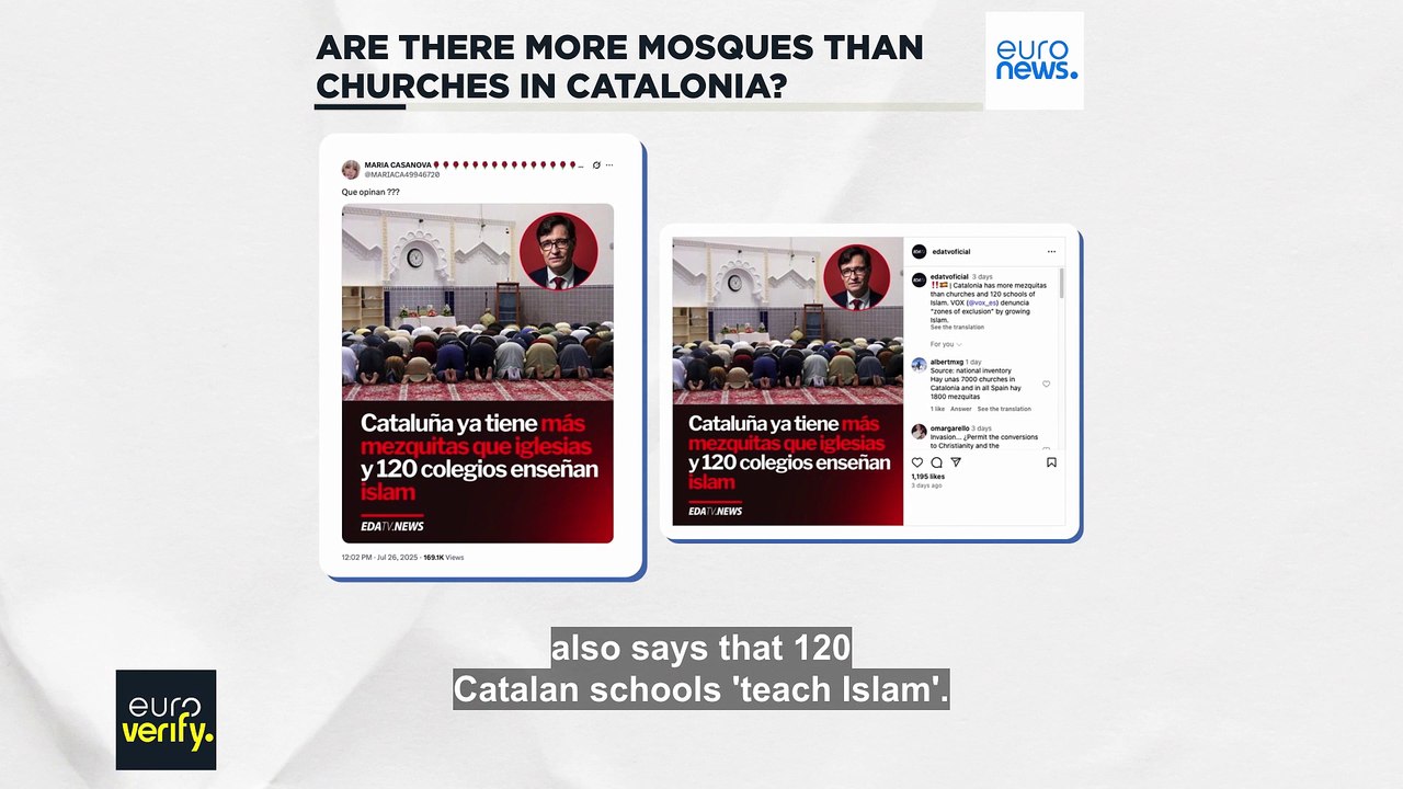Are there more mosques than churches in Catalonia?