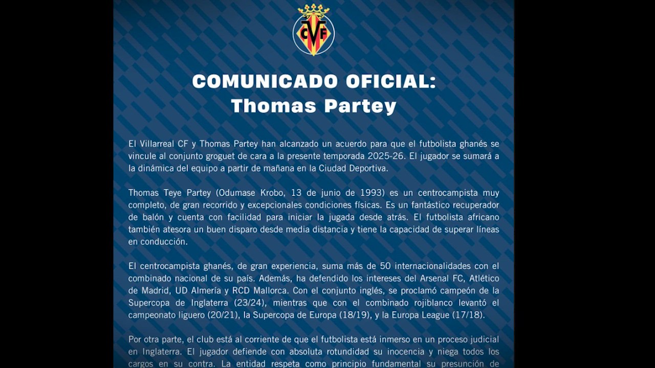 El Villarreal ficha a Thomas Partey