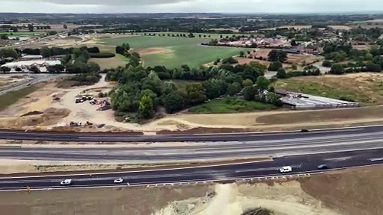 New drone footage shows A421 to A1 free-flow link at Black Cat roundabout