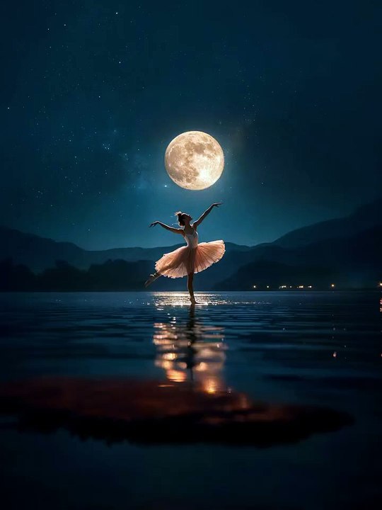 Ballet Under the Moon 🌙 | Girls Dancing on the Ocean in a Romantic Dream #shortsreel