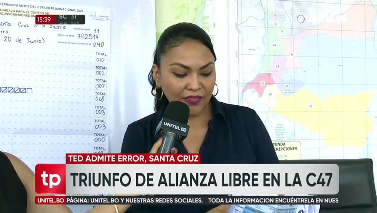 TED declara ganador en la C47 al candidato de la alianza Libre; dice que por error no se le asignó 60 votos
