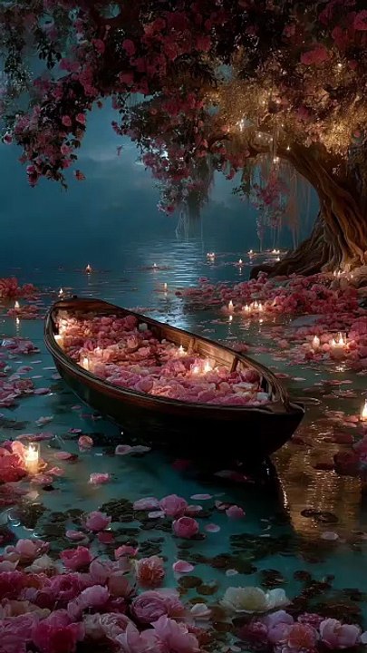 🌸 Dreamy Boat Ride with Flowers & Candles | Relaxing Aesthetic View ✨ #shorts #viral #AestheticReel #trending #viralvideo