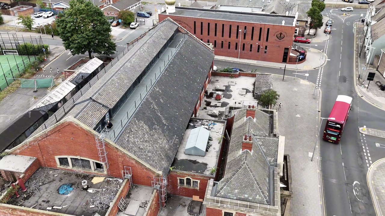 Drone footage shows state of Doncaster's abandoned St James' Baths