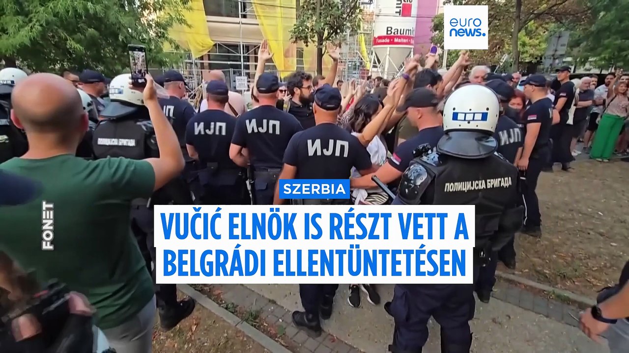 Aleksandar Vučić elnök is megjelent a belgrádi ellentüntetésen