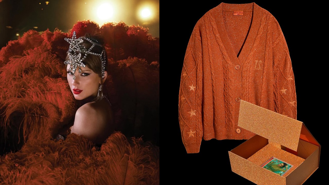 Taylor Swift released a bright orange cardigan from The Life of a Showgirl