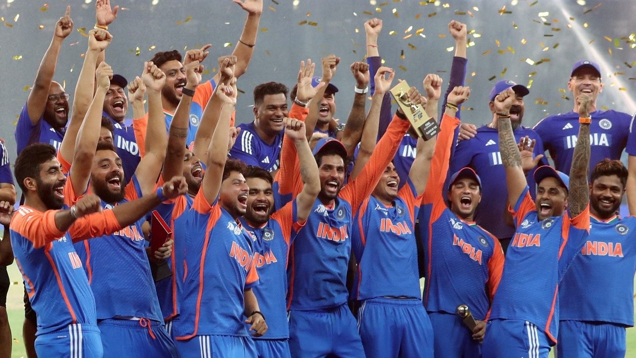 Watch: India celebrate Asia Cup win without trophy on stage in Dubai
