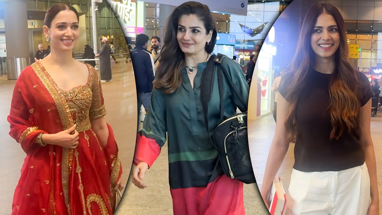 Tamannaah Bhatia, Raveena Tandon & Malavika Mohanan Clicked At Mumbai Airport Arrival