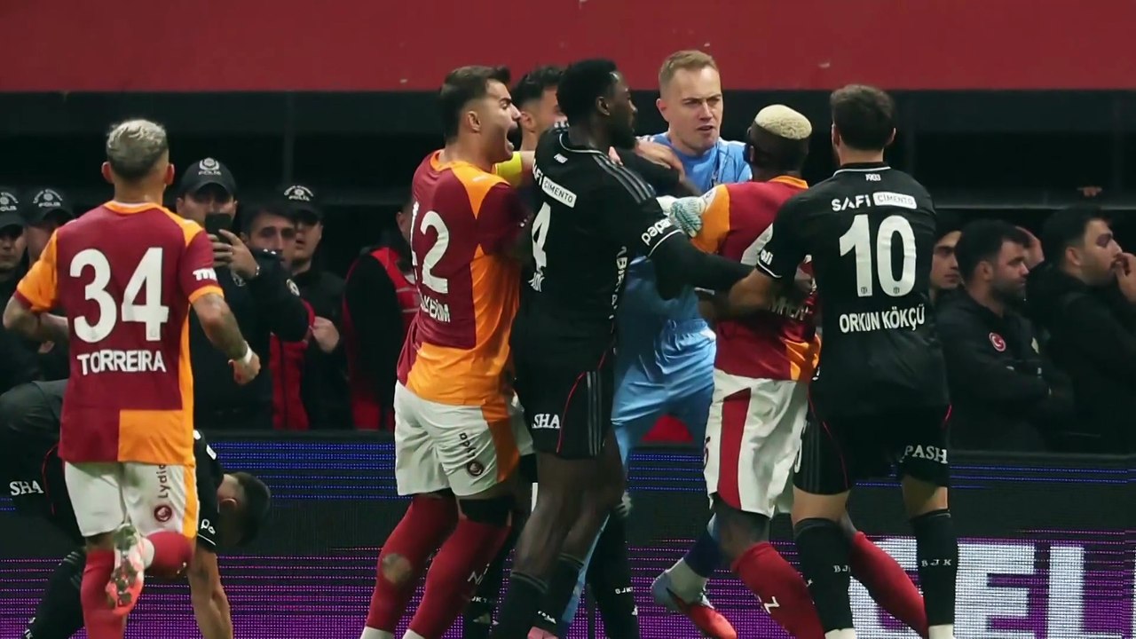 Galatasaray-Beşiktaş derbisinde kavga çıktı! Osimhen çıldırdı