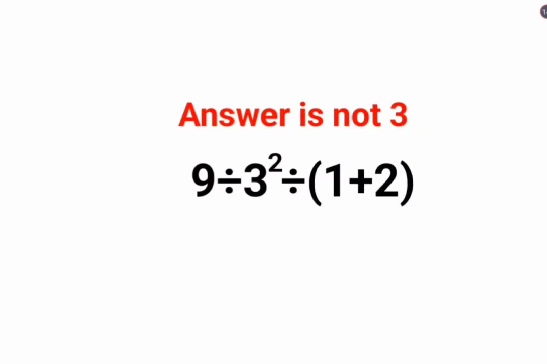 9÷3^2÷(1+2) The answer is not 3. 99% failed! Can you do it? #math #logicalstation #genius #maths #logicalstation #fastandeasymaths #mathspuzzle #brainteaser #mathspuzzles
