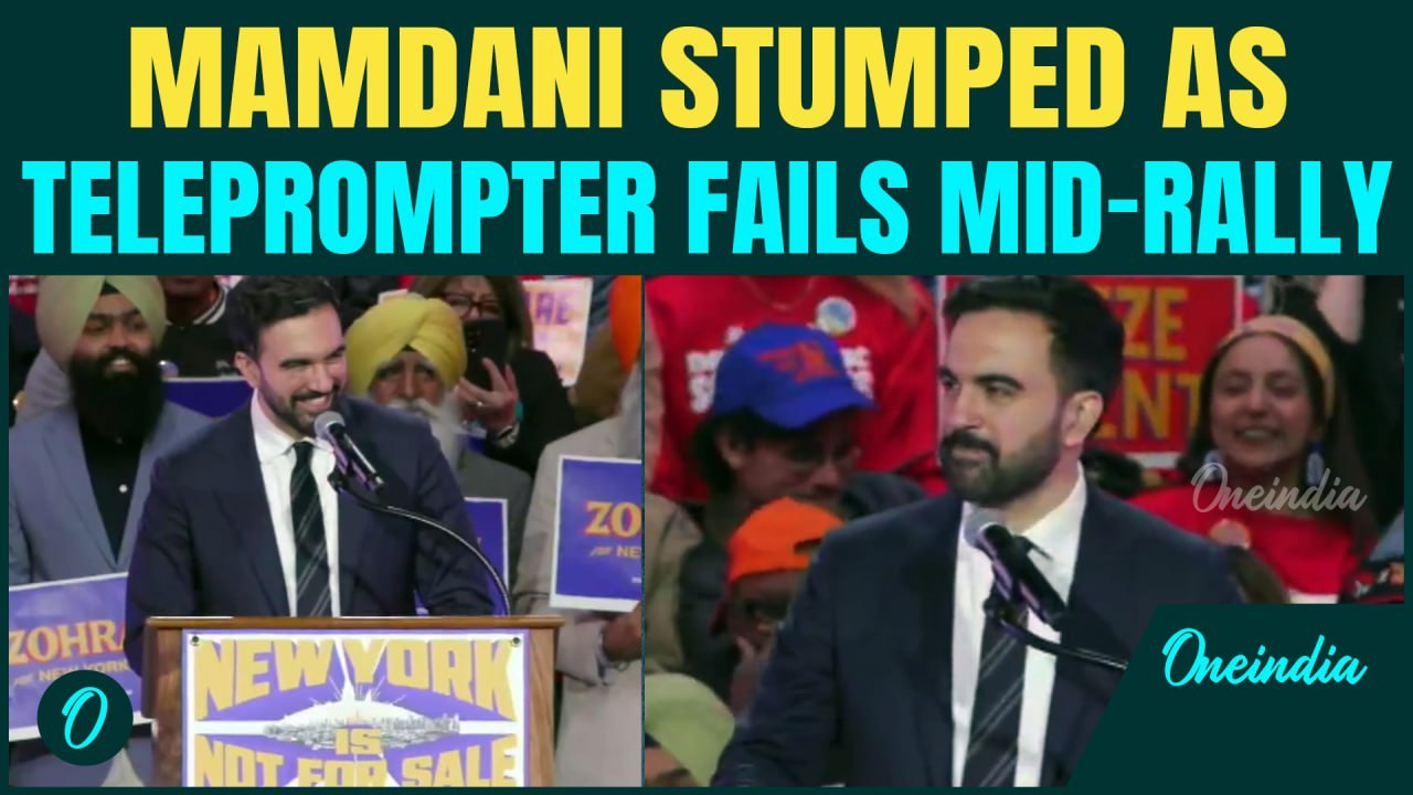 Video: Mamdani PANICS, Grins AWKWARDLY after Teleprompter fails at ‘New York Not For Sale’ Rally