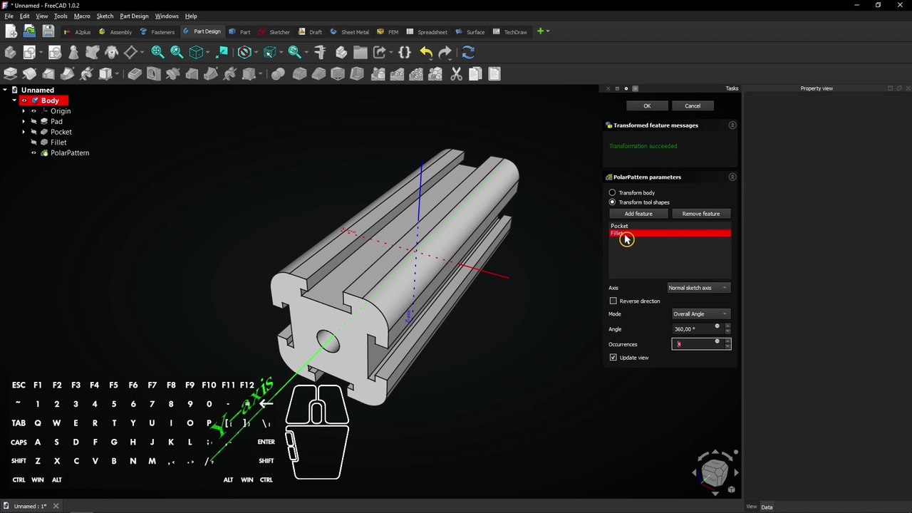 💠 FreeCAD Polar Pattern - FreeCAD 1 - FreeCAD Tutorial - FreeCAD Pocket