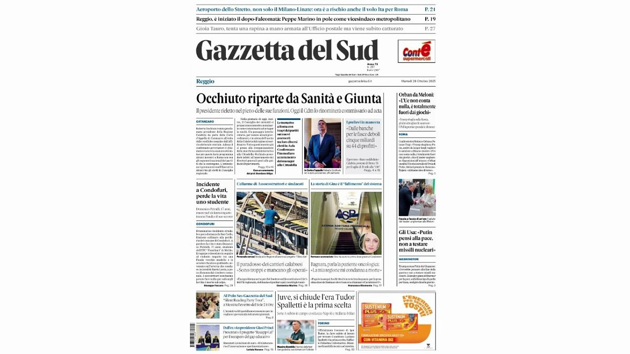 Rassegna stampa 28-10-2025 edizioni Calabria