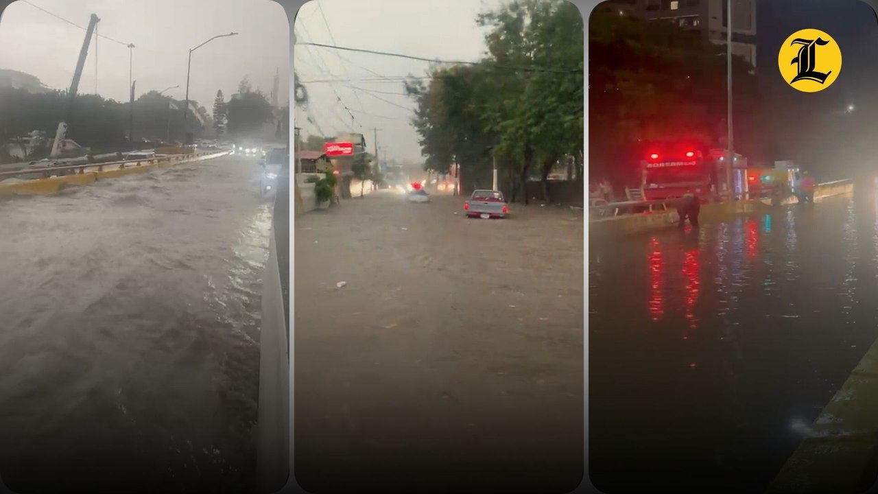 Lluvias provocan caos vehicular en Santiago; drenajes obstruidos en el elevado de la entrada