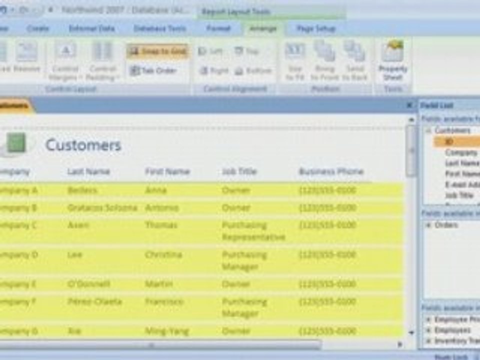 Access 2007 Demo: Control layouts