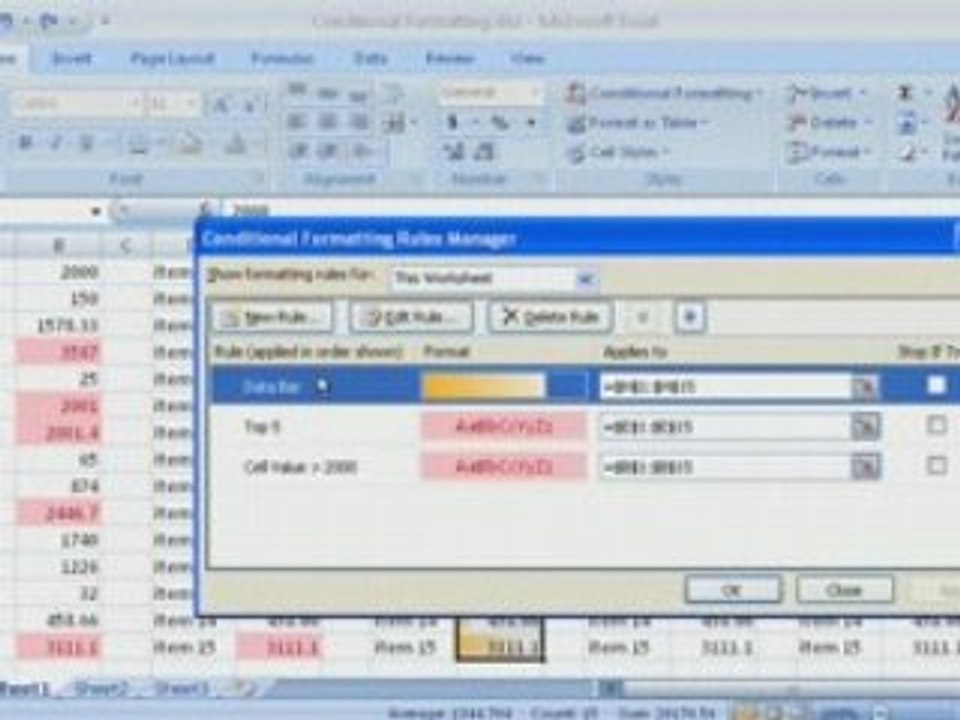 Excel 2007 Demo: Conditional formatting