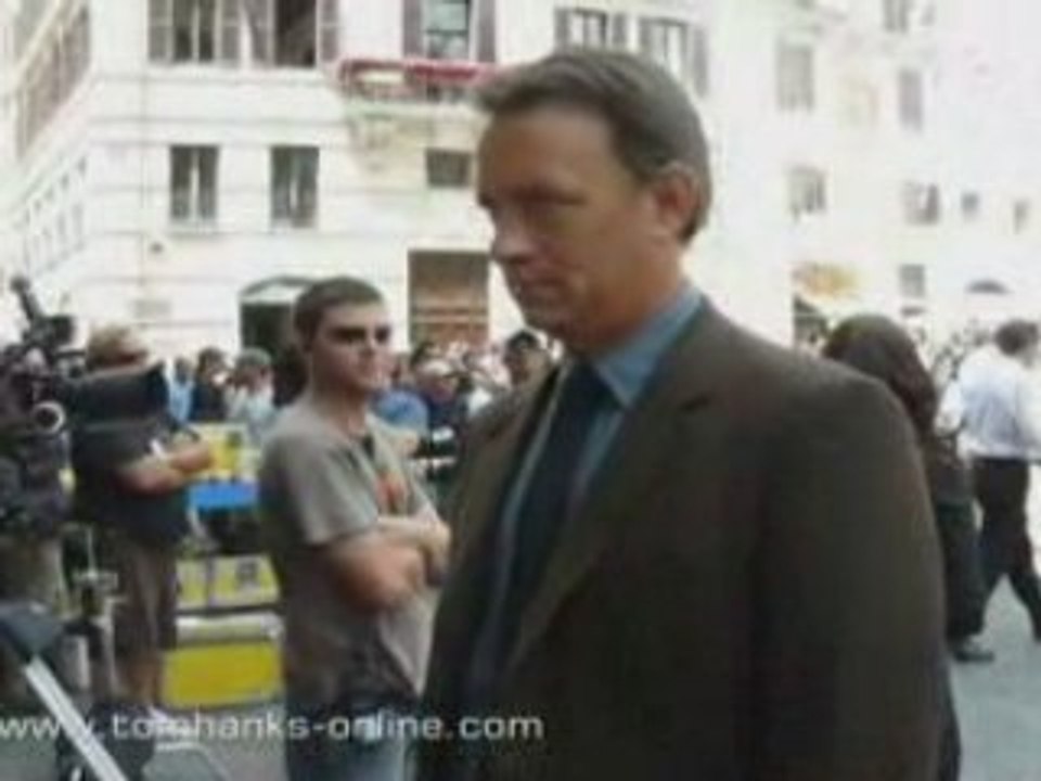 Tom Hanks on the set of "Angels & Demons"