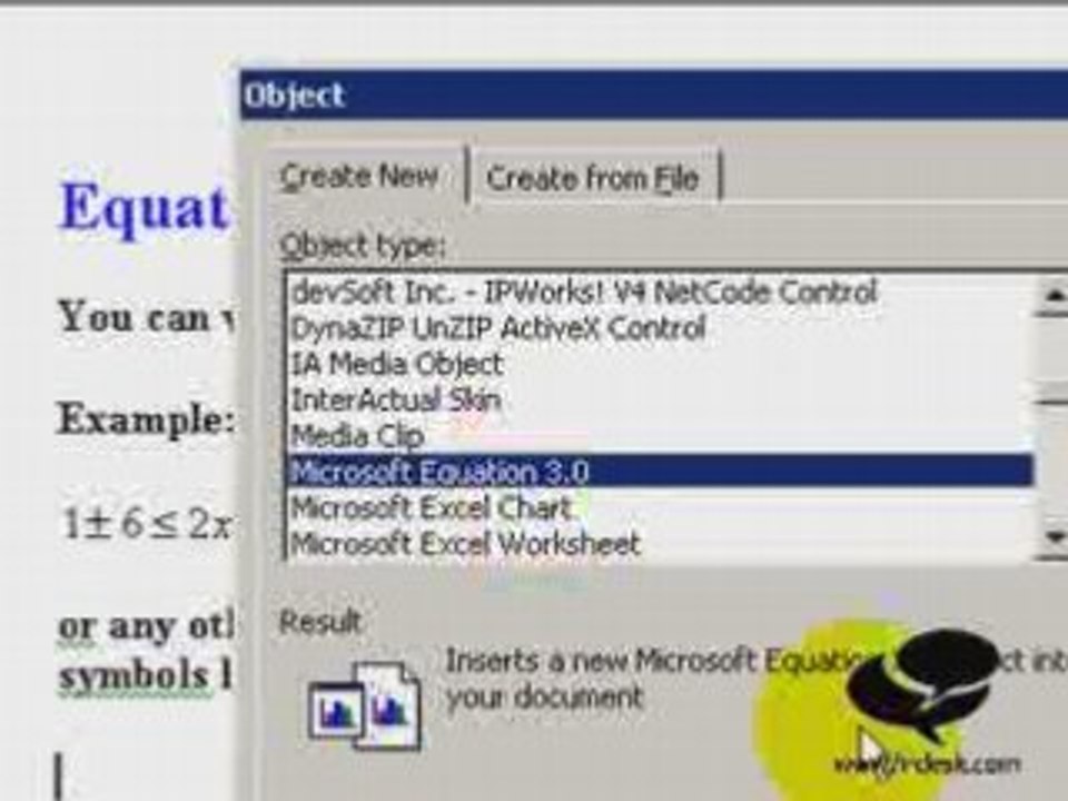 Writing math symbols in MS Word