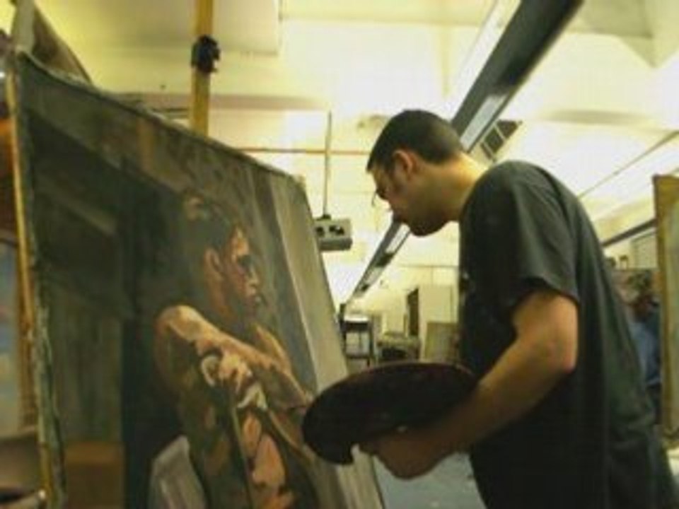 Life Class - Joe Barrow paints from the life model.